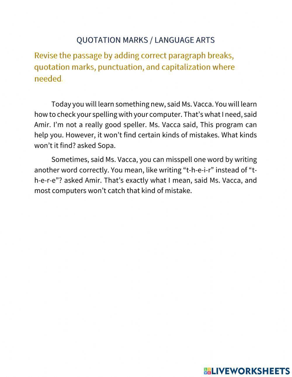 Revise passage quotation marks