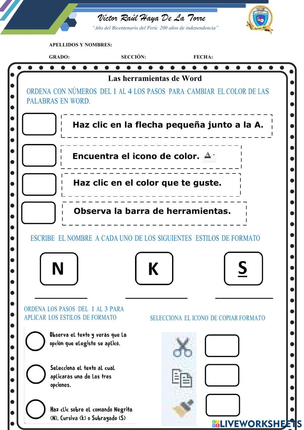 Las herramientas de Word