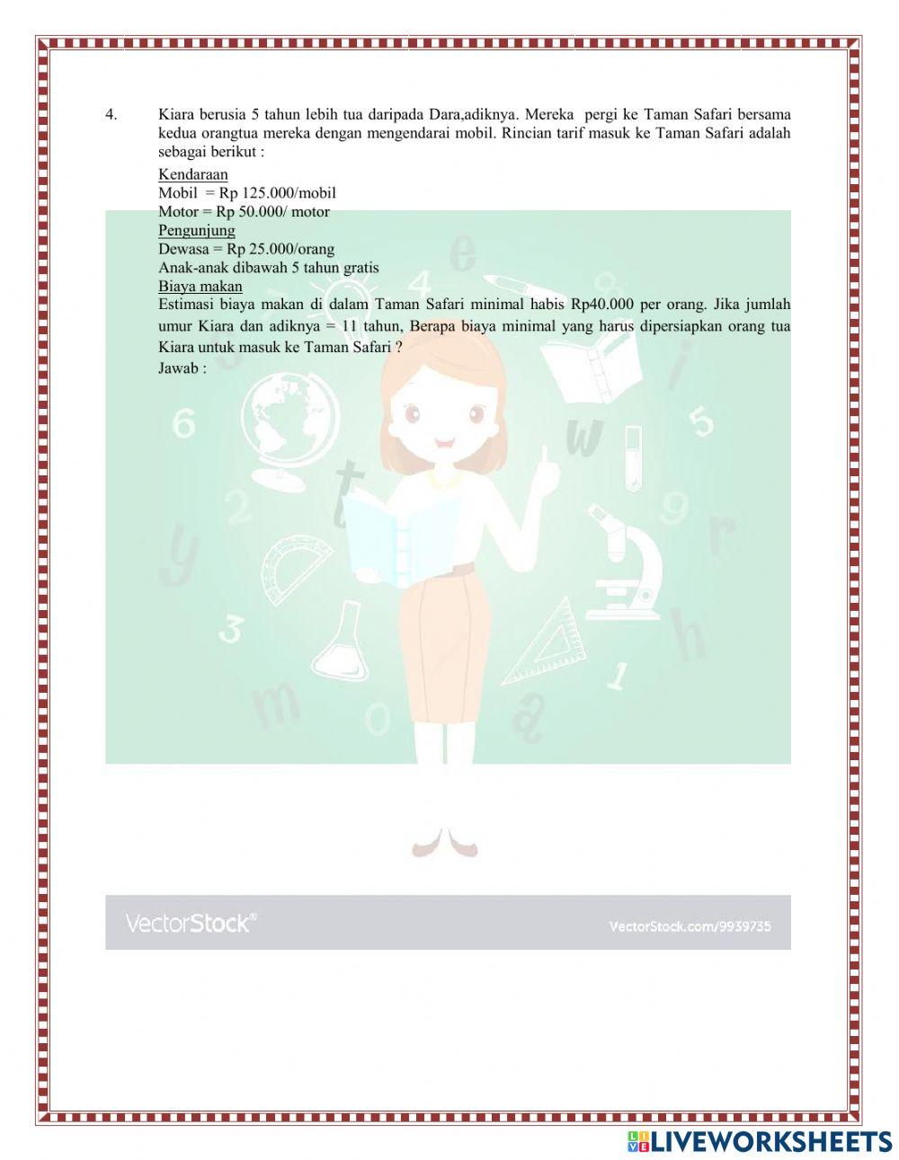 LKPD Pertidaksamaan Linear Satu Variabel