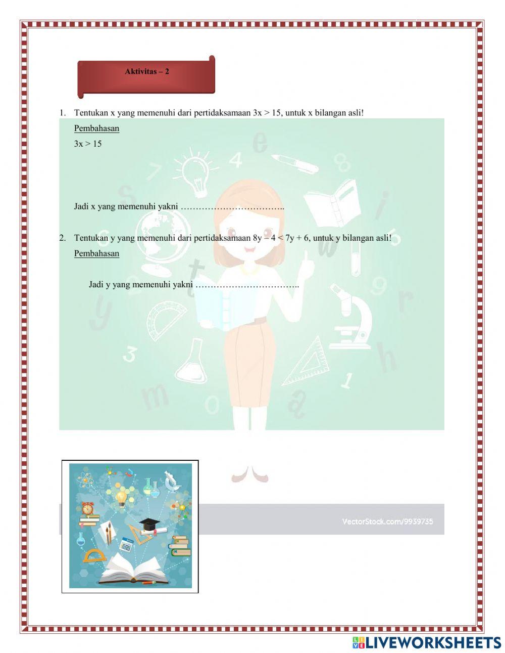 LKPD Pertidaksamaan Linear Satu Variabel