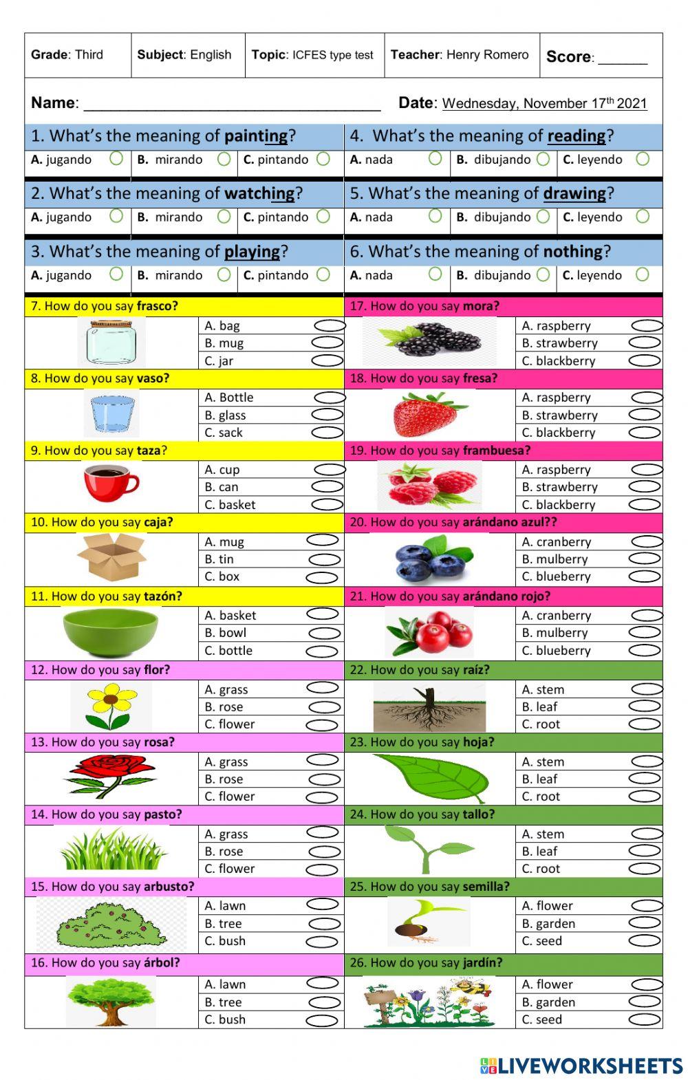 Icfes test third grade