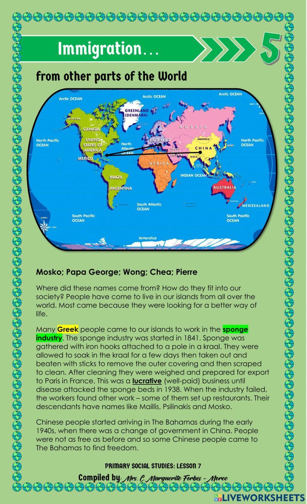 Immigration from other Parts of the World