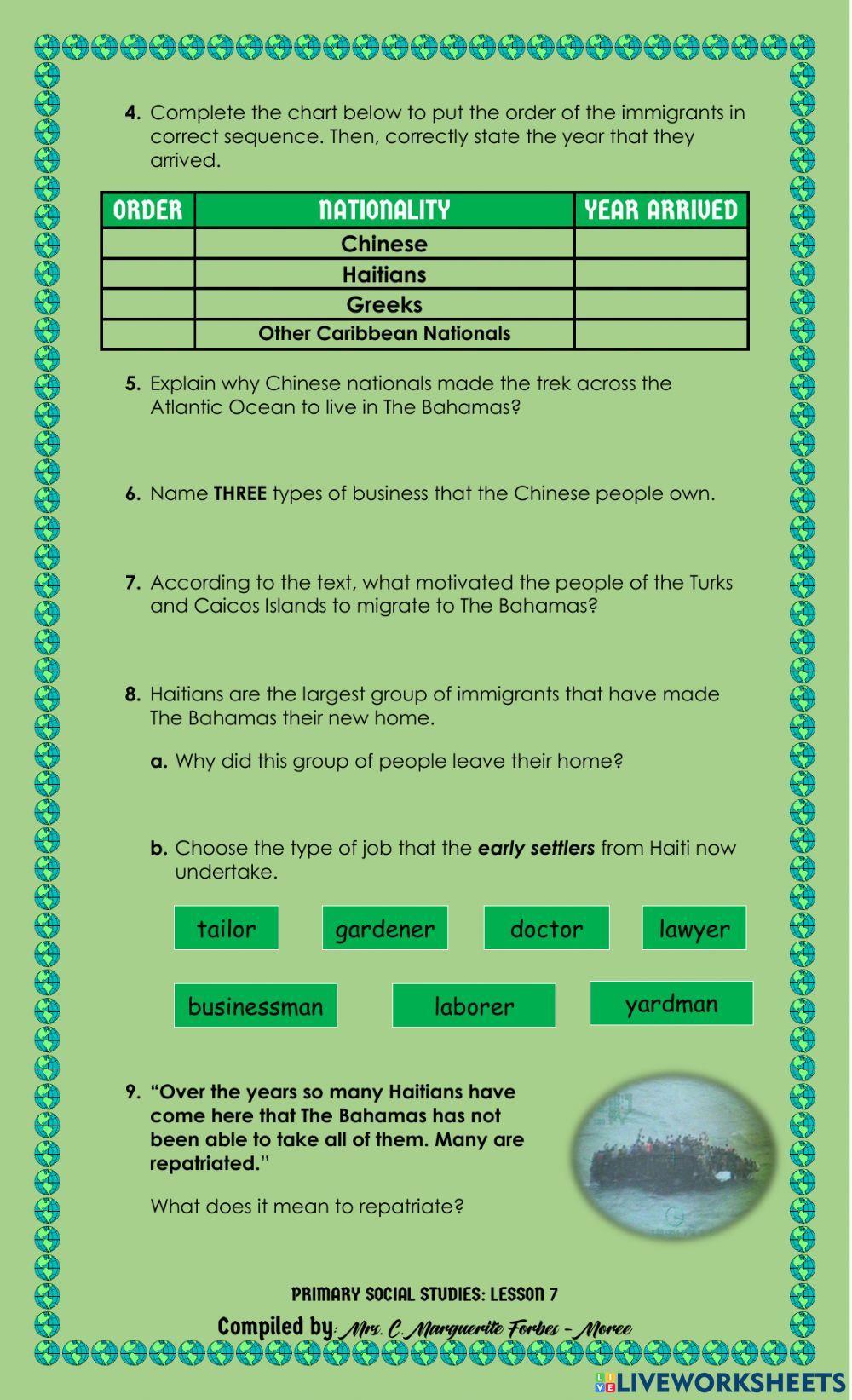 Immigration from other Parts of the World