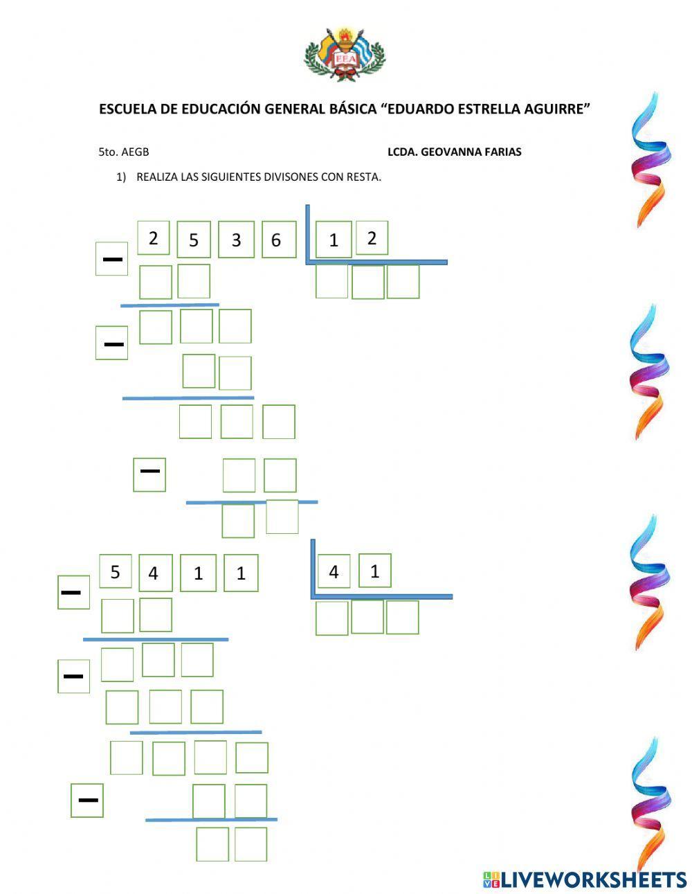 Divisones de dos cifras