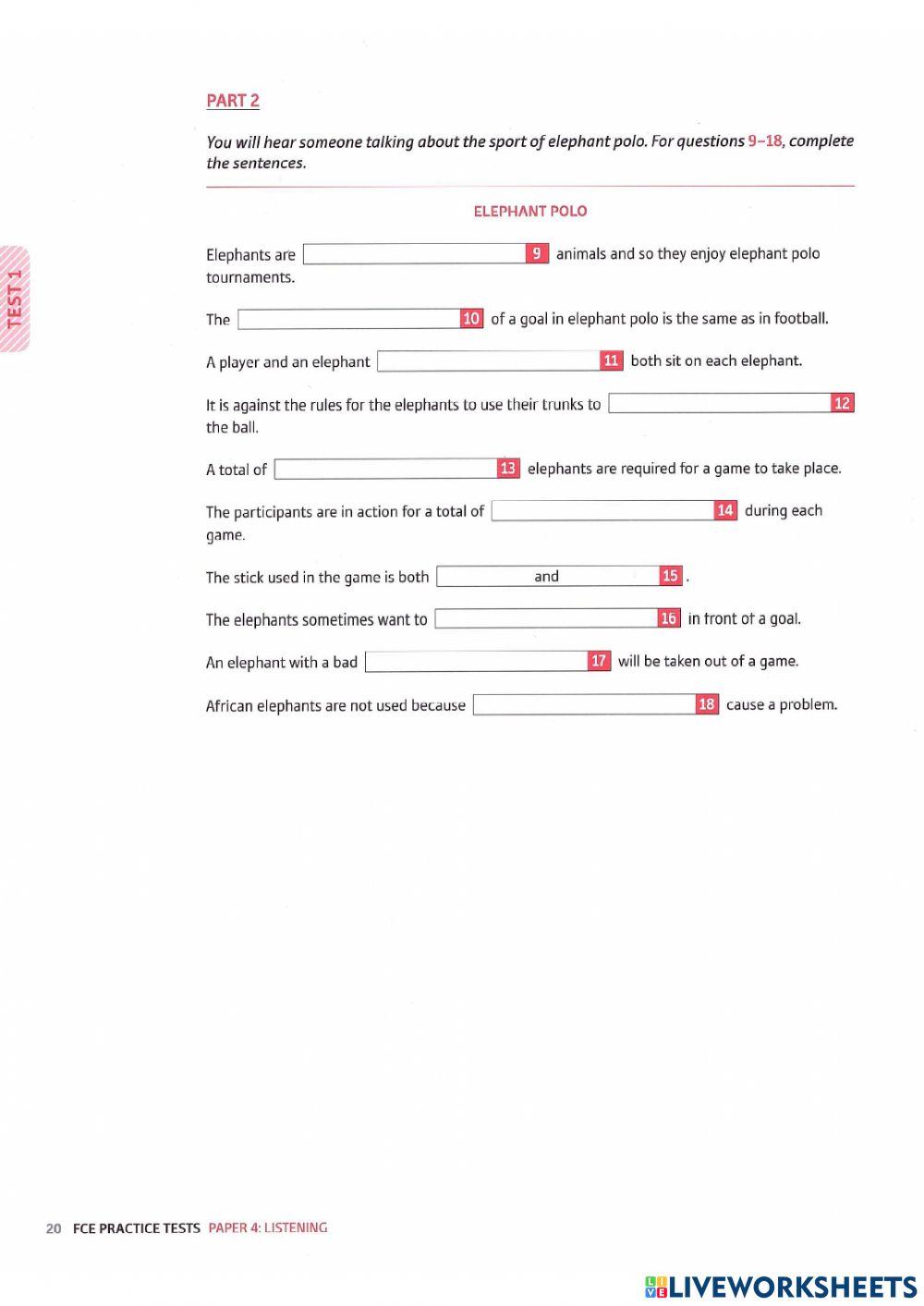 FCE Listening Mock Test