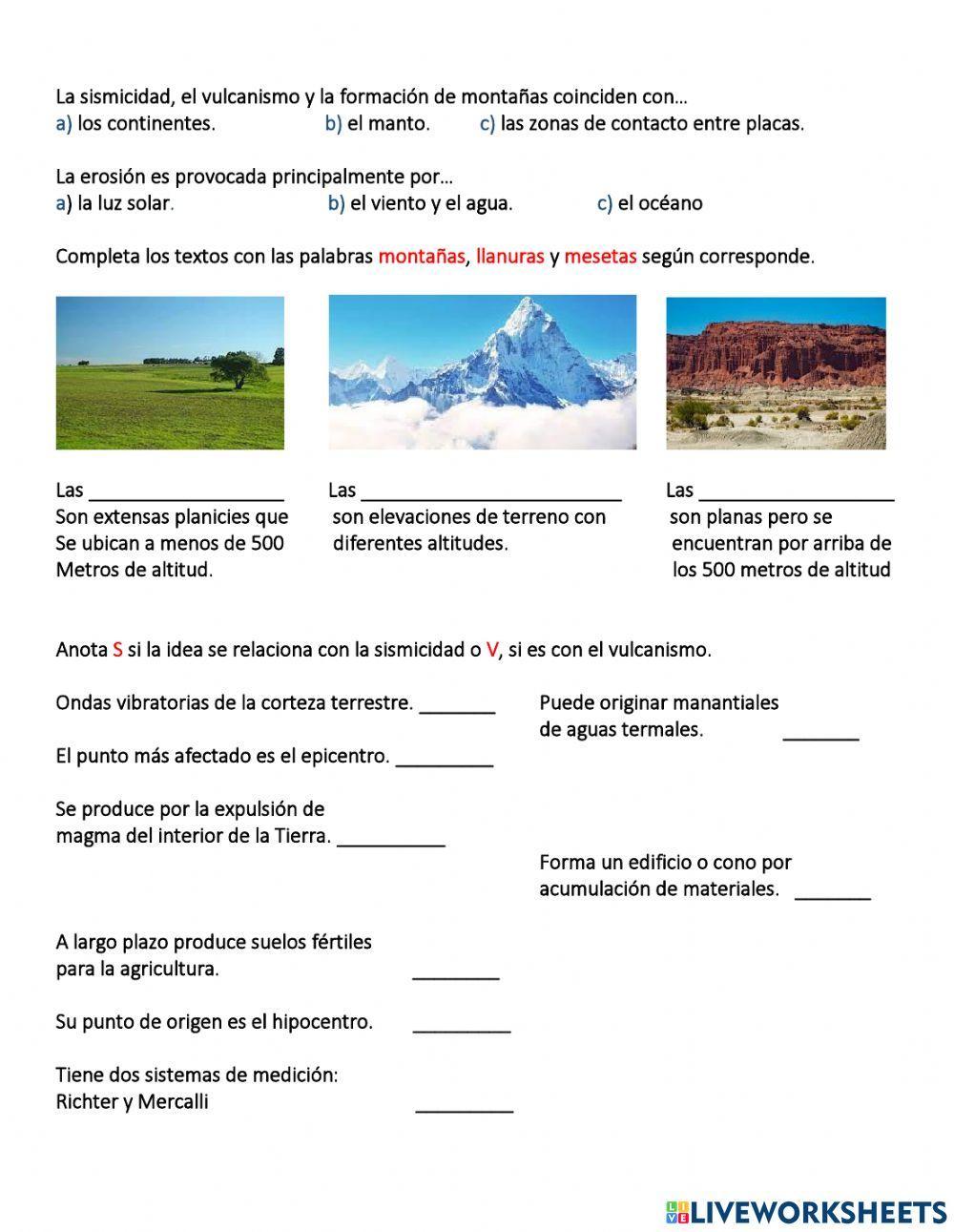 Relieves,erosión y zonas símicas y volcánicas