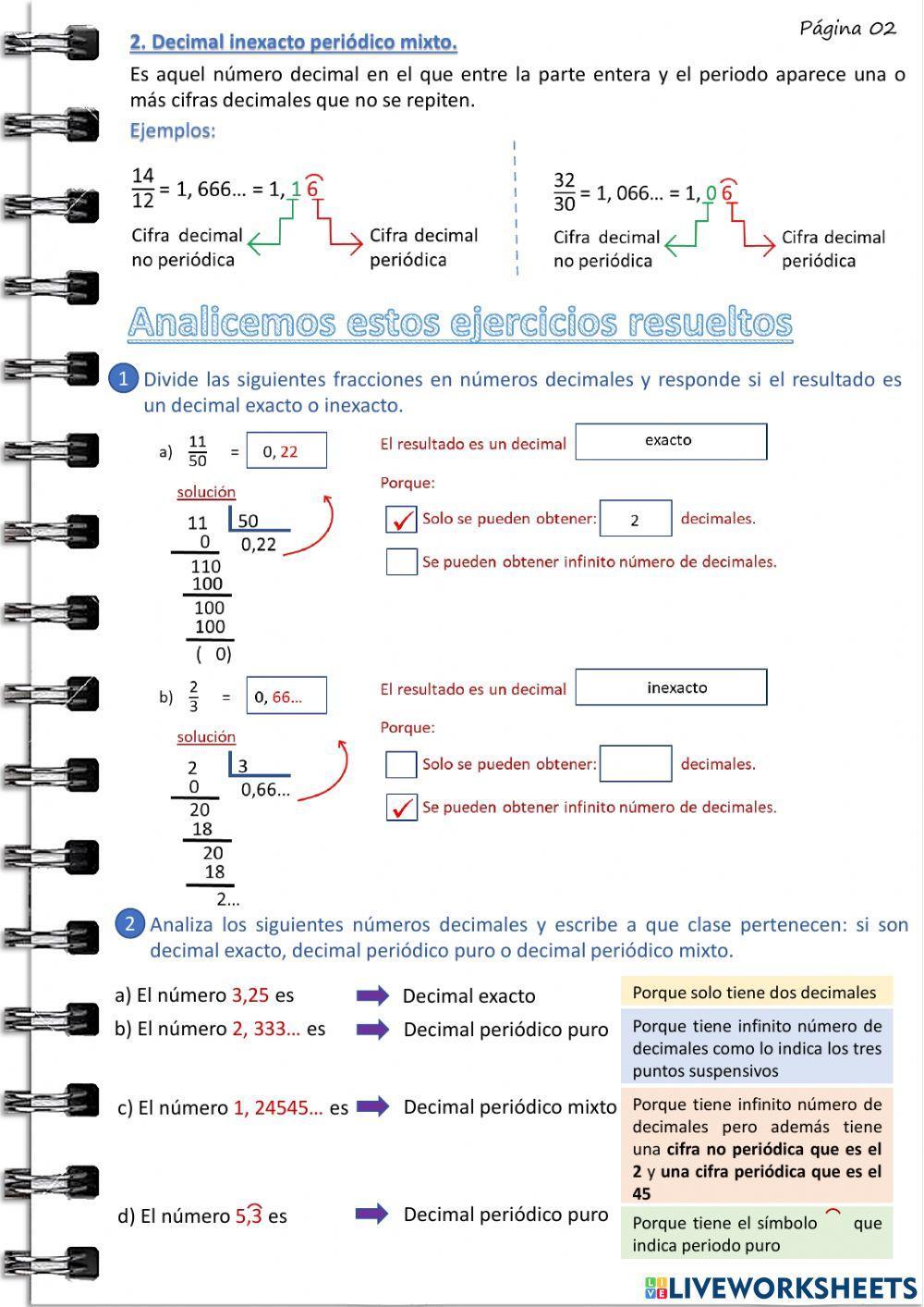 Clasificación de los números decimales