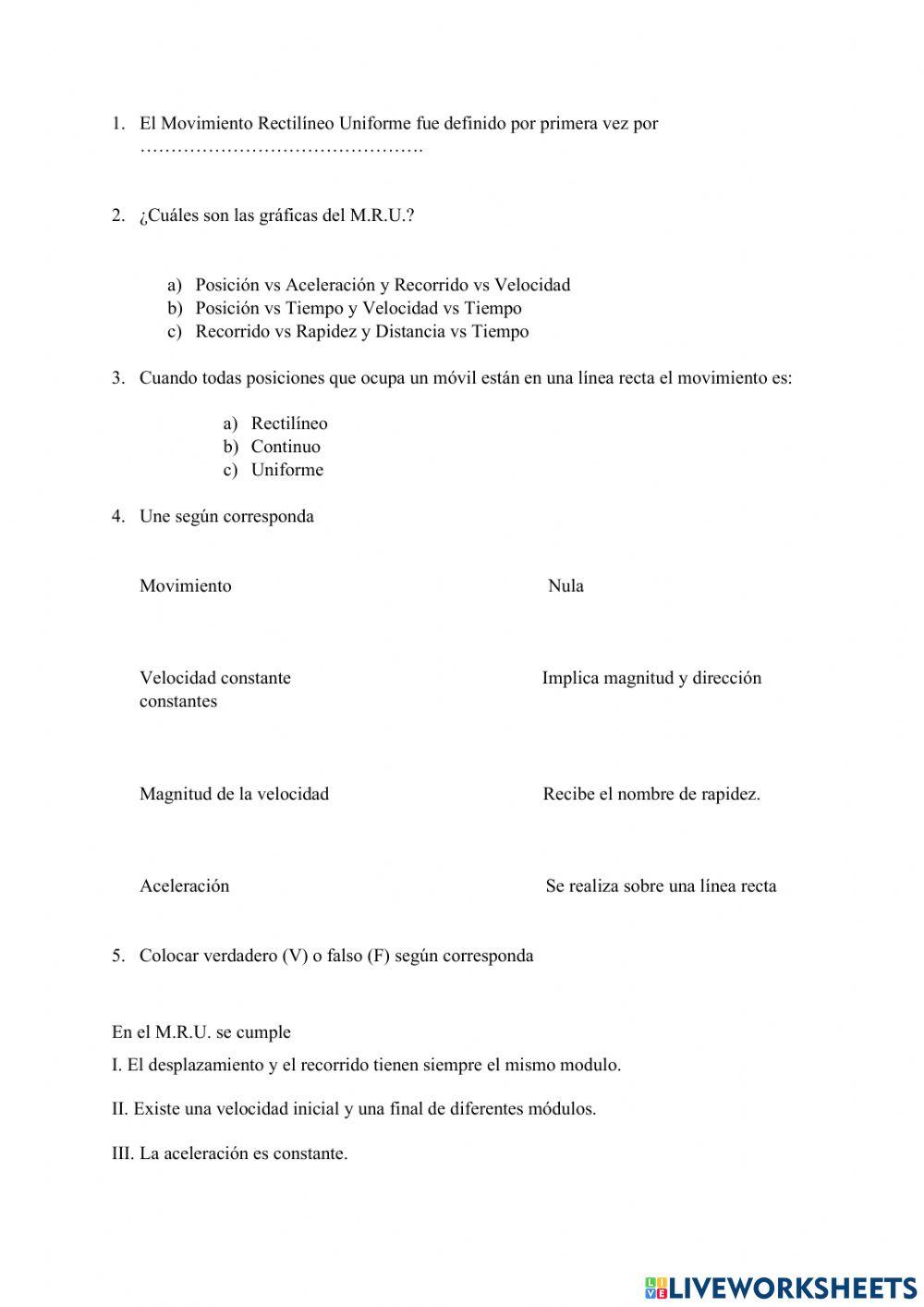 Movimiento Rectilíneo Uniforme