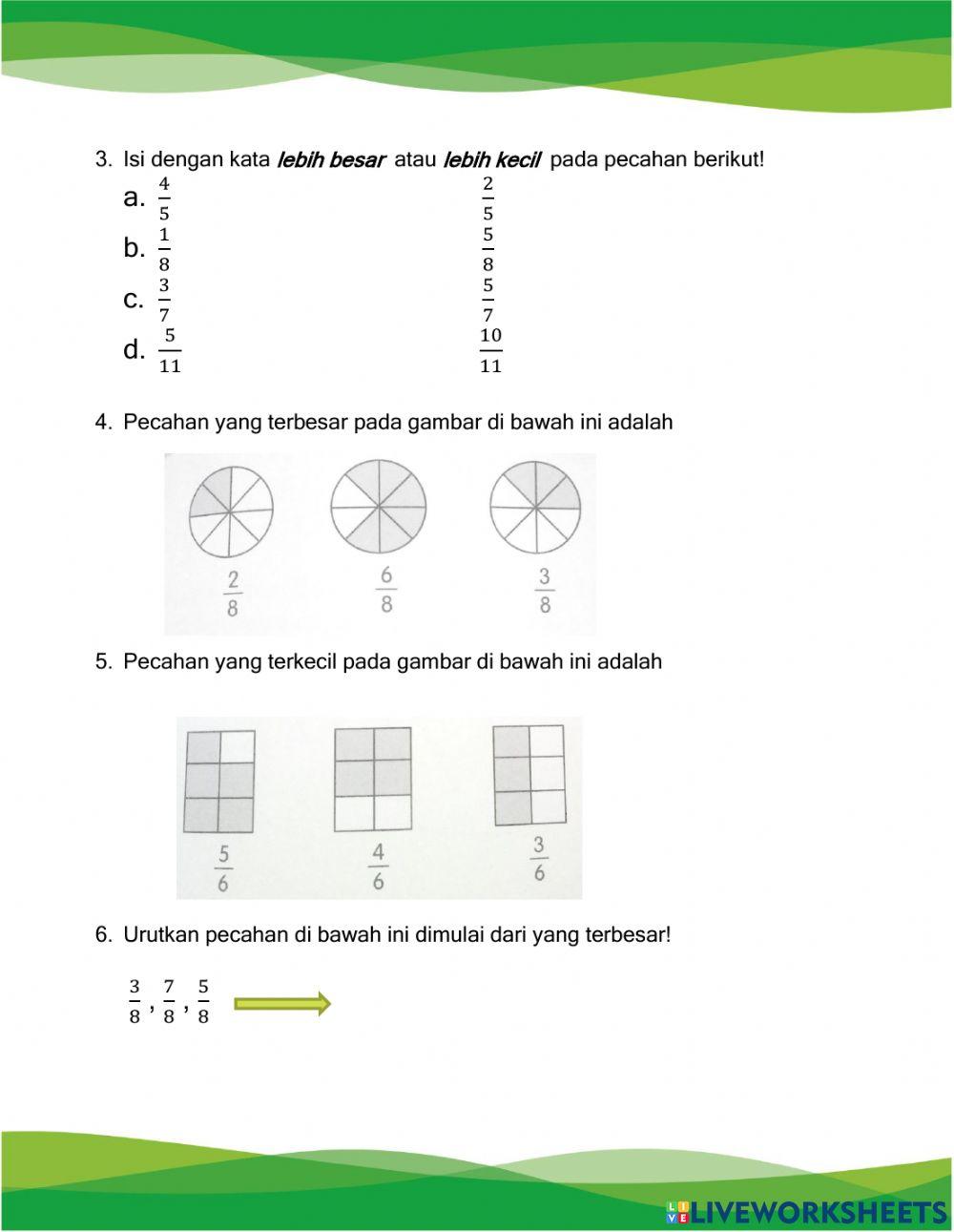 Membandingkan & Mengurutkan Pecahan