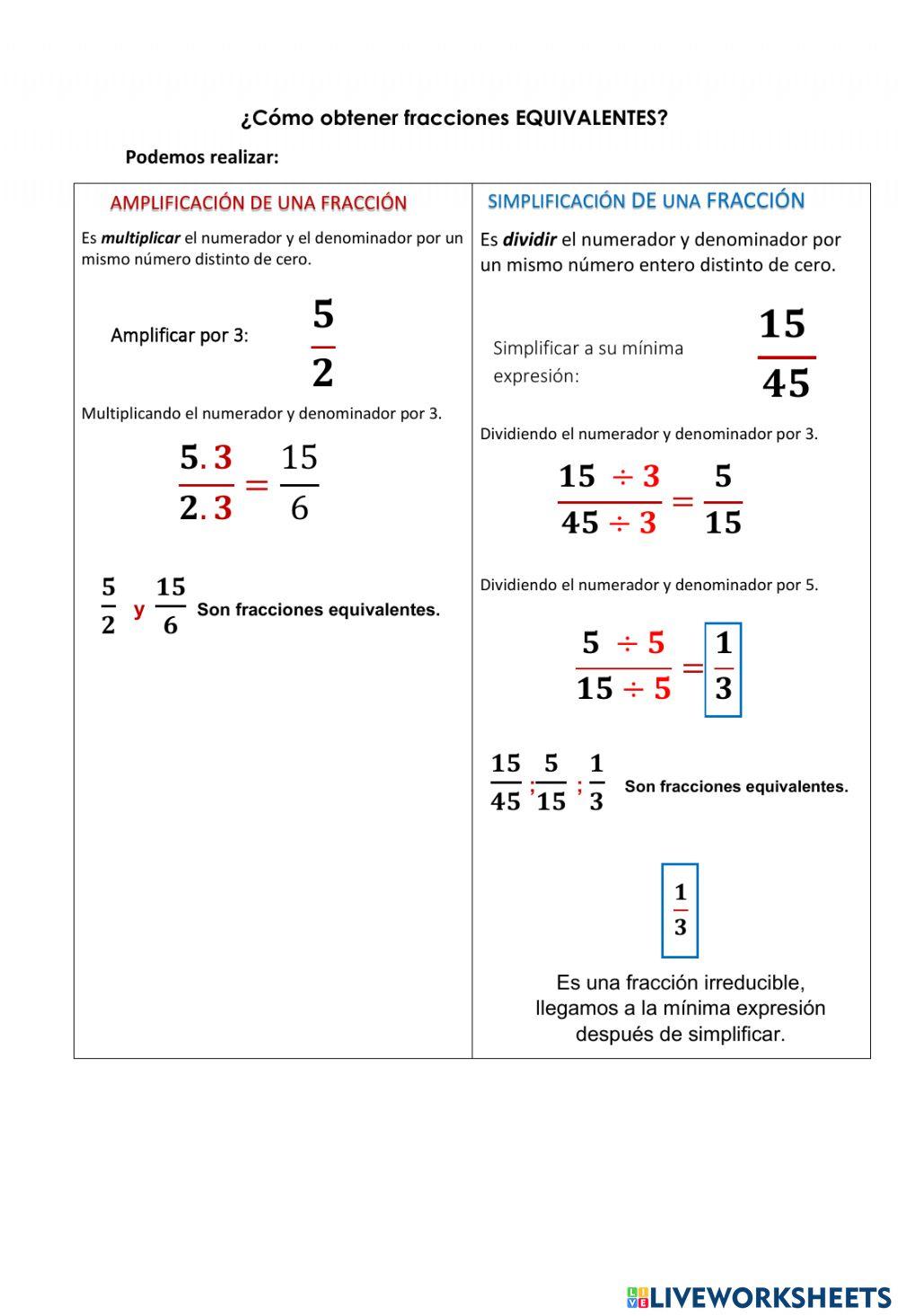 Fracciones equivalentes