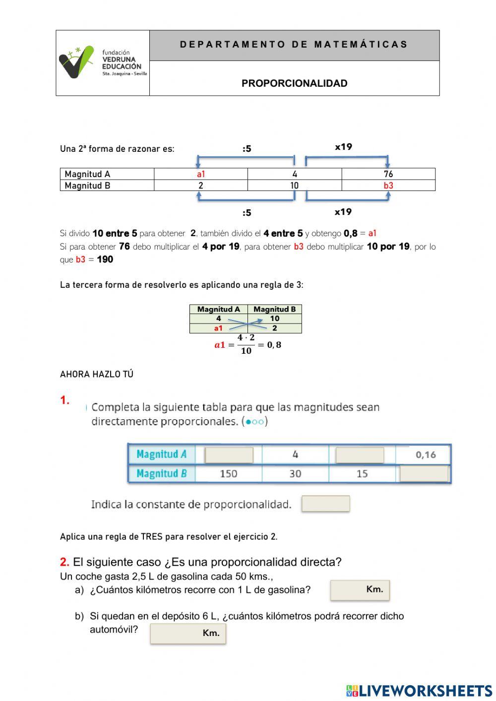 Proporcionalidad directa