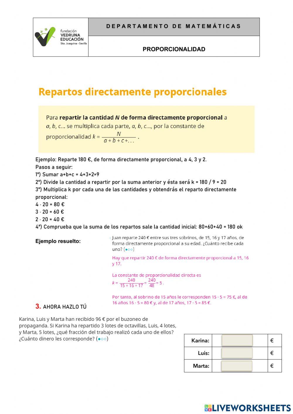 Proporcionalidad directa