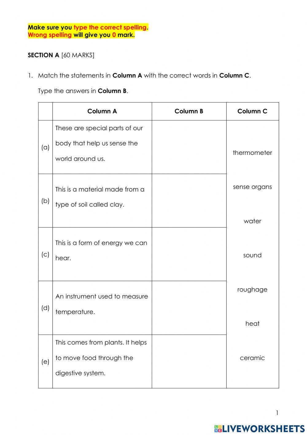 Year 4 SBE 2021 (SCIENCE)