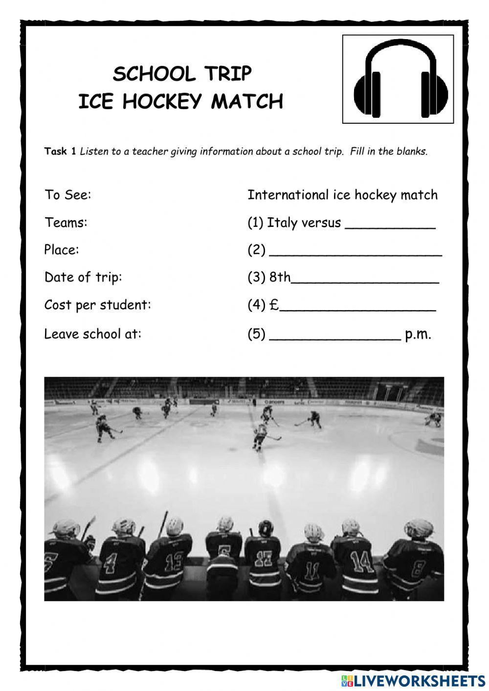 School Trip Hockey Match KET Listening