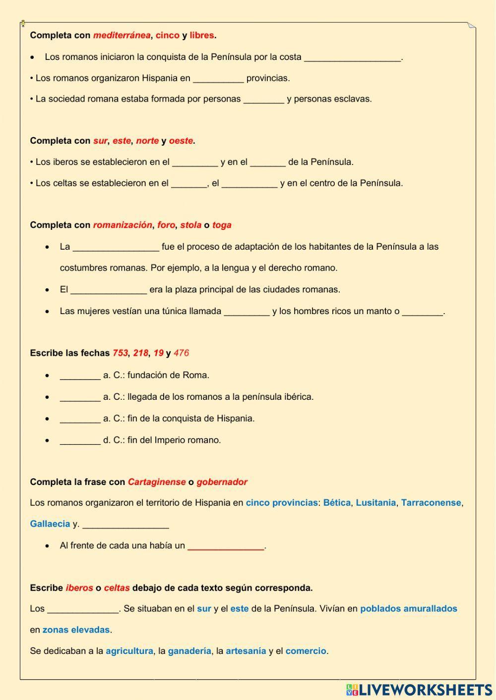 Edad Antigua romanos fenicios cartagineses celtas íberos