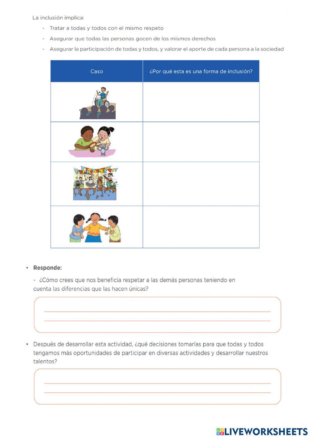 Inclusión | Free Interactive Worksheets | 1655823