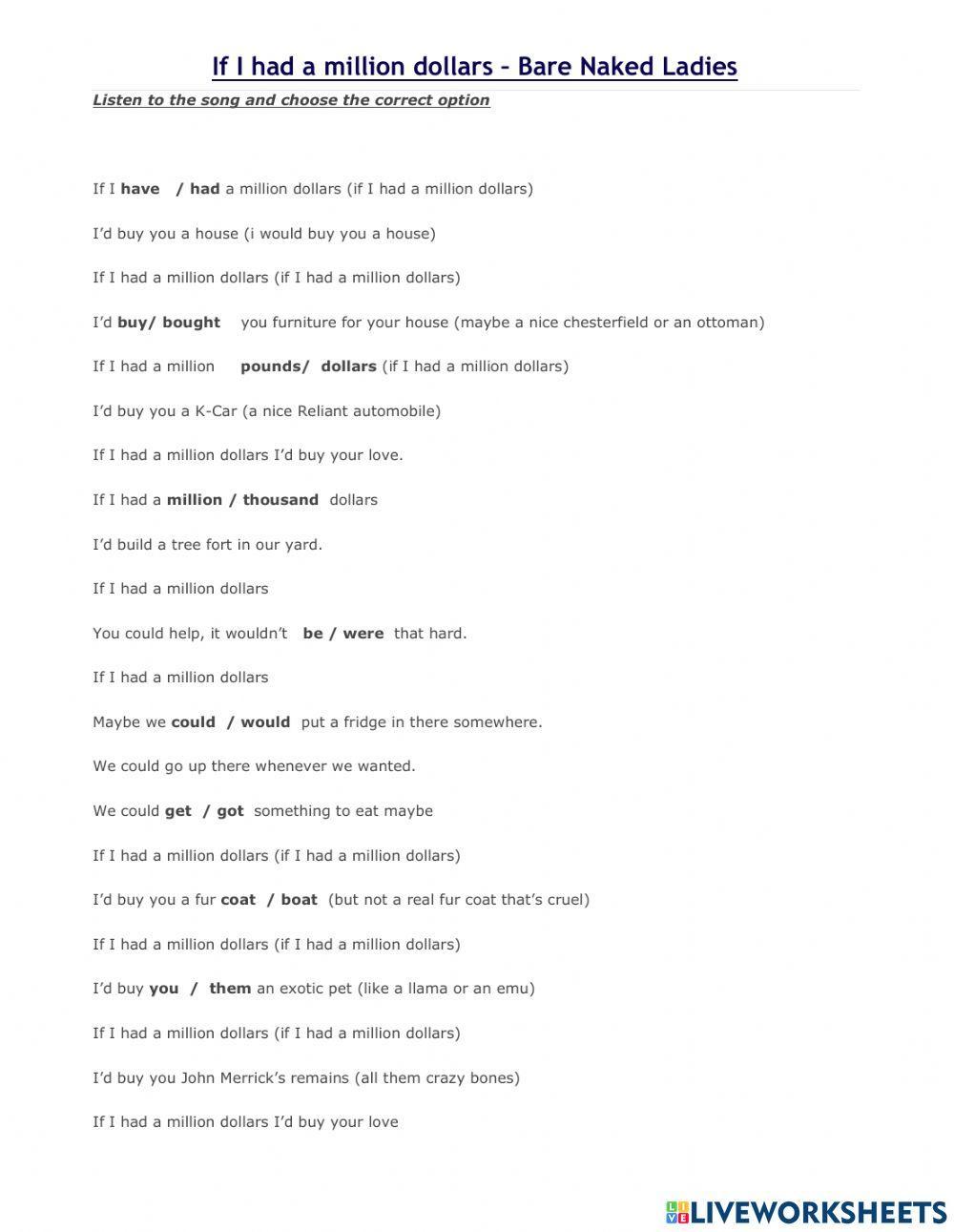 If I had a million dollars