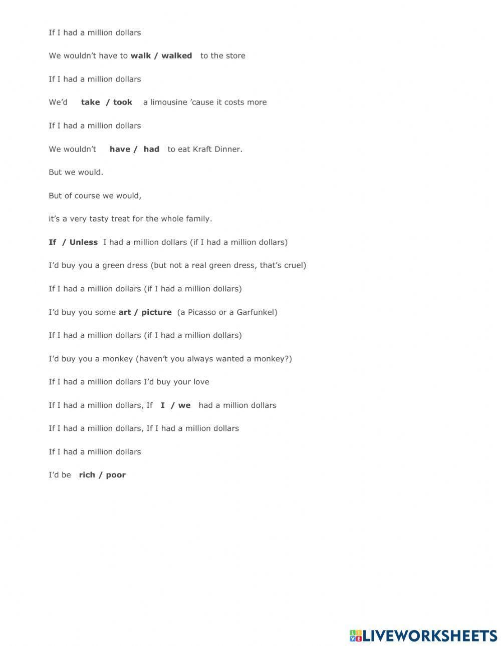 If I had a million dollars