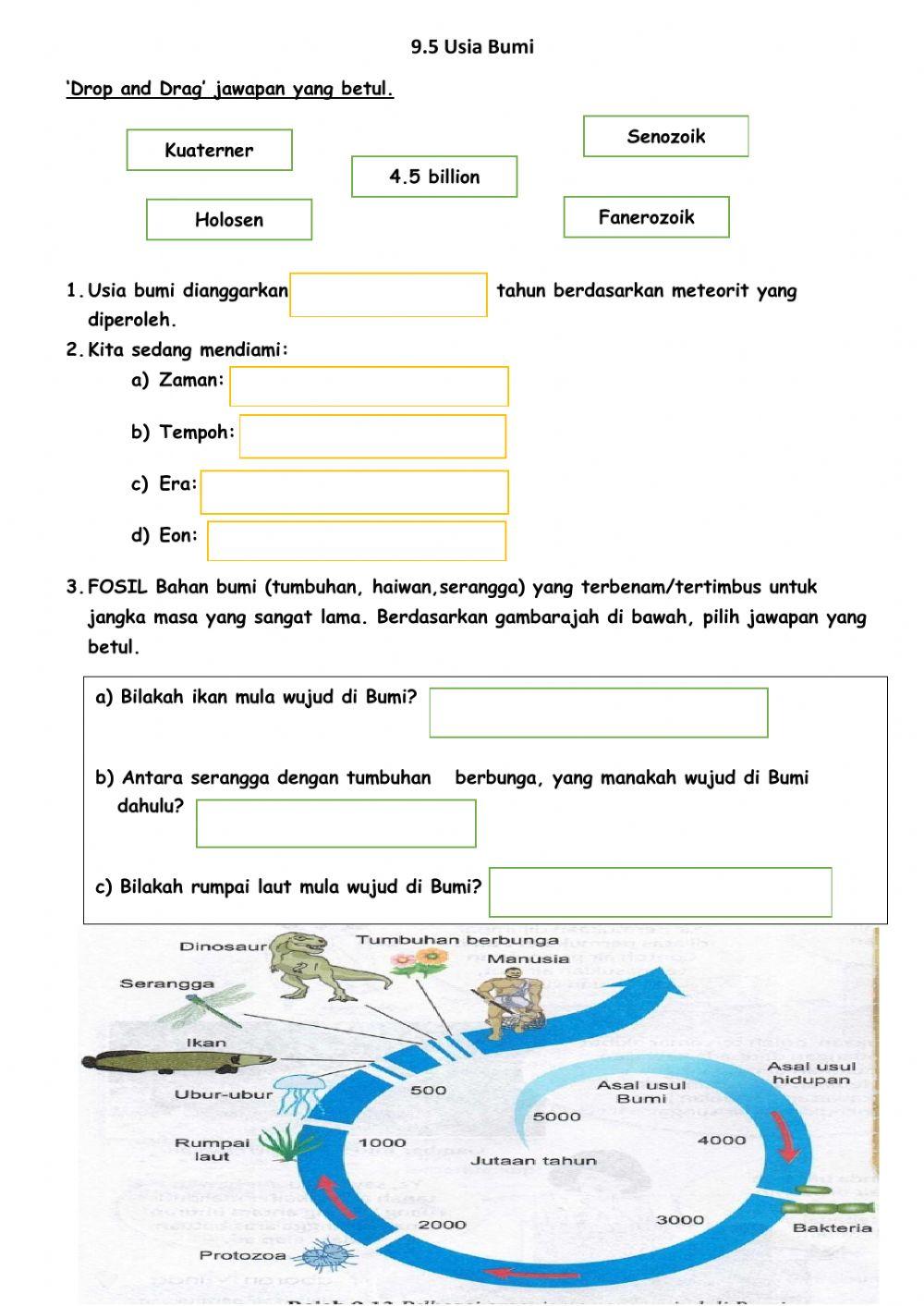 Latihan 9.5 Usia Bumi dan 9.6 Sumber Bumi dan Geologi Gunaan