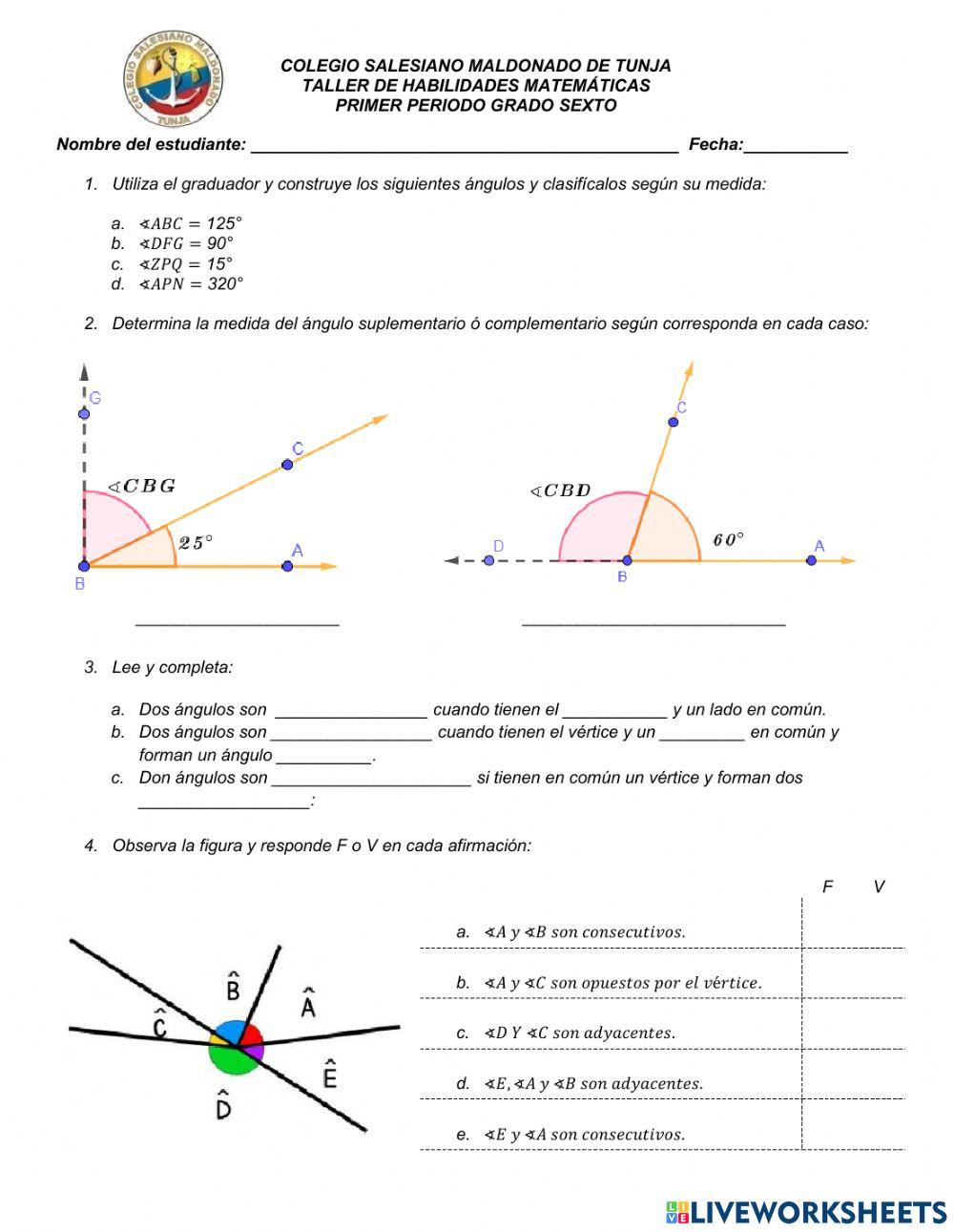 TALLER DE HABILIDADES GEOMETRÍA 6