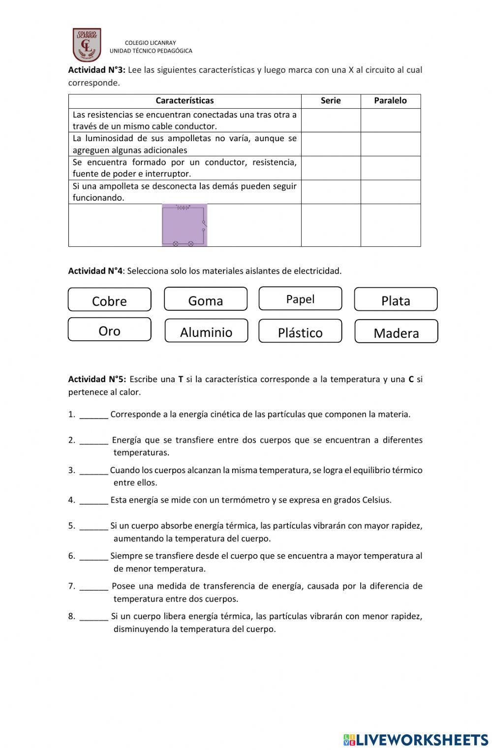 Electricidad, calor y temperatura