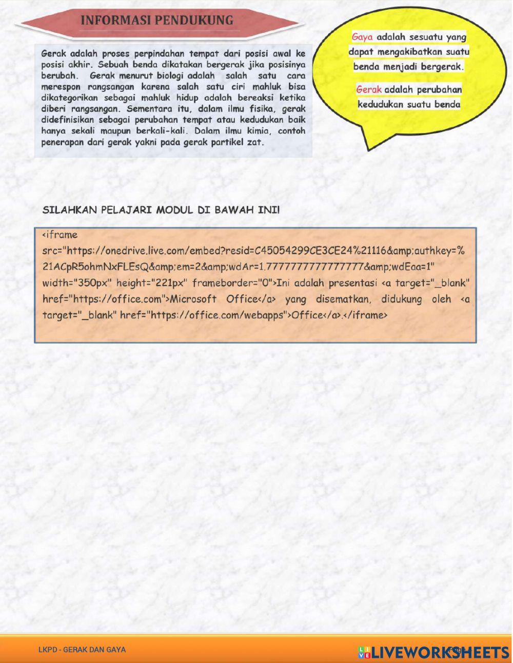 Lkpd gaya dan gerak (kegiatan 1)