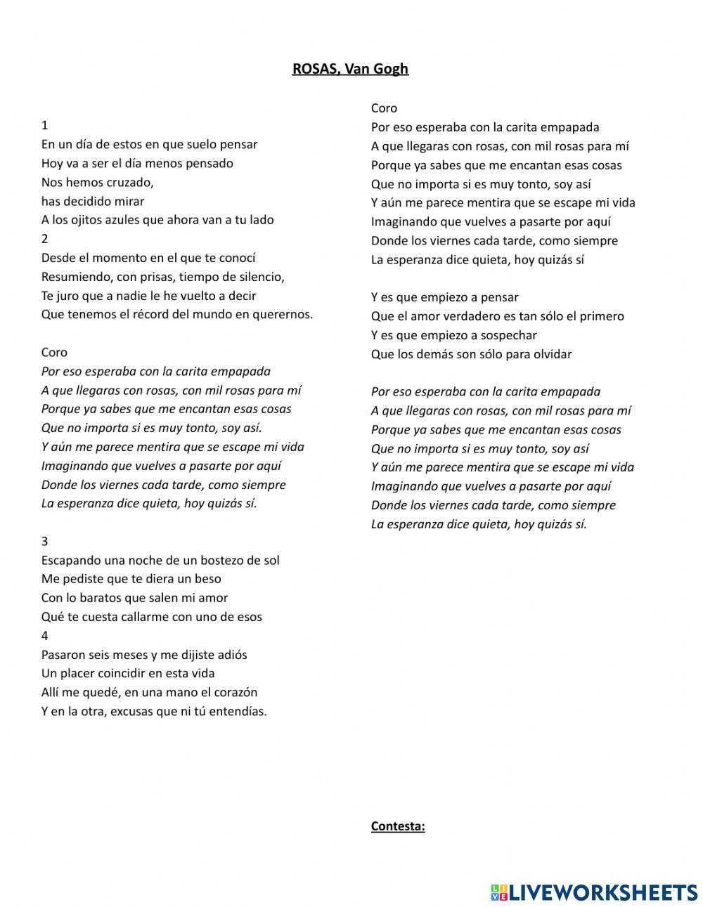Rosas, Van Goh cuestionario