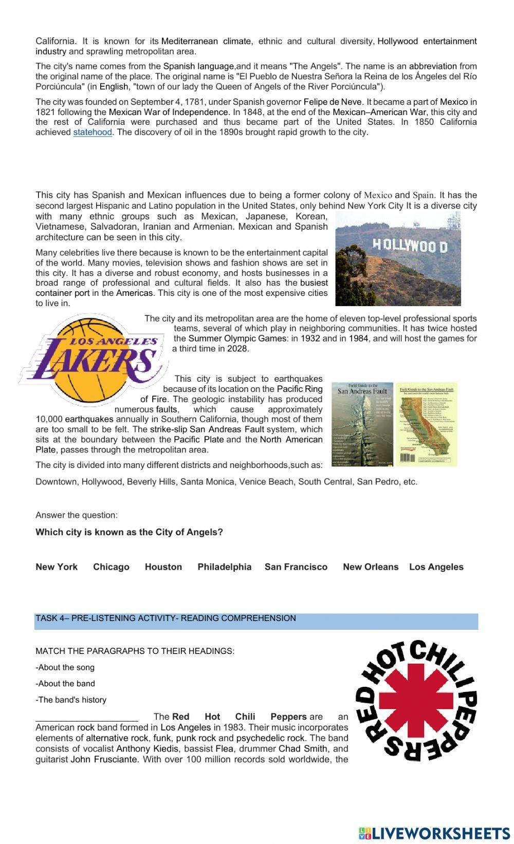 Under the bridge - listening comprehension