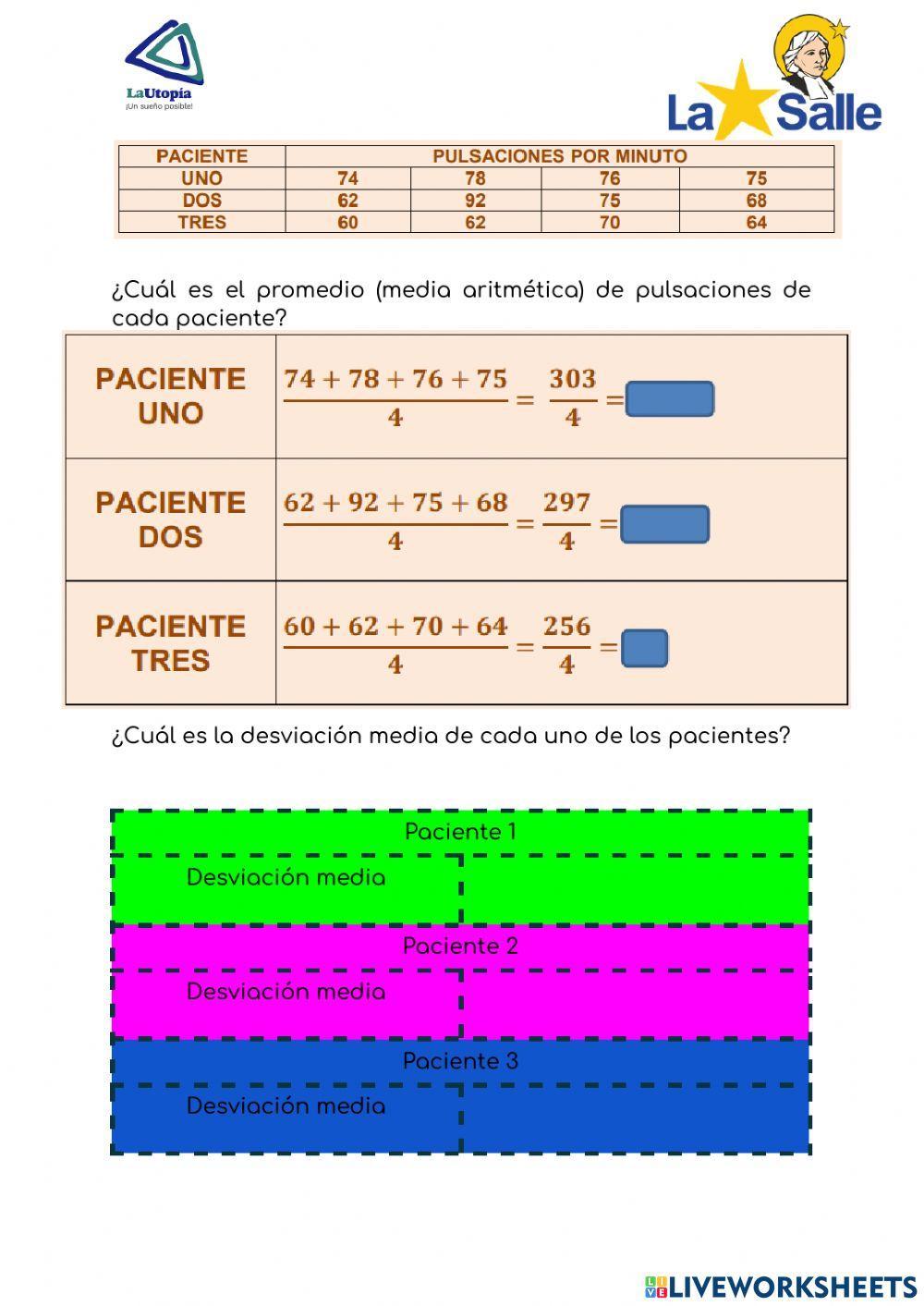 Medidas de tendencia central y dispersión