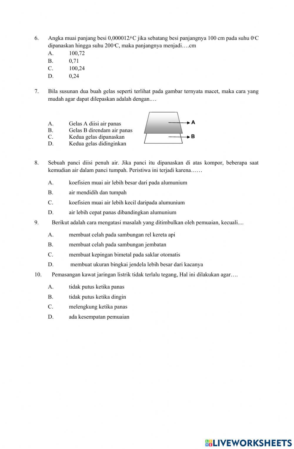 Soal Pemuaian Kelas VII