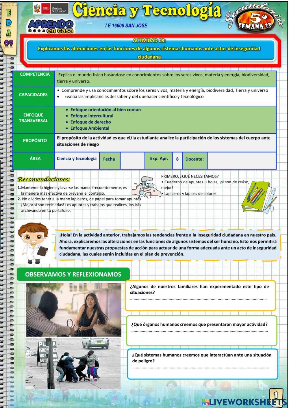 Explicamos las alteraciones en las funciones de algunos sistemas humanos ante actos de inseguridad ciudadana
