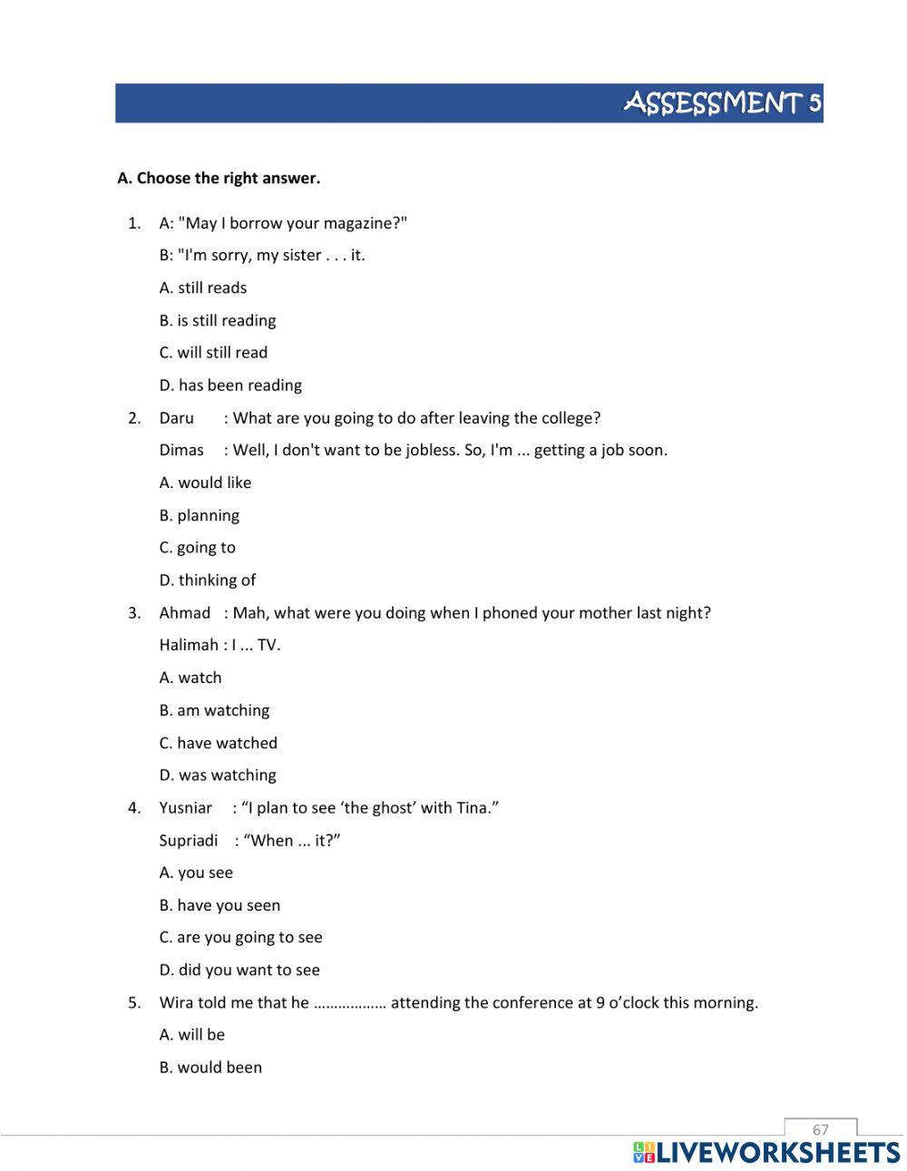 Daily Test Unit 5 - 9 TCP-ICT - Continuous Tense