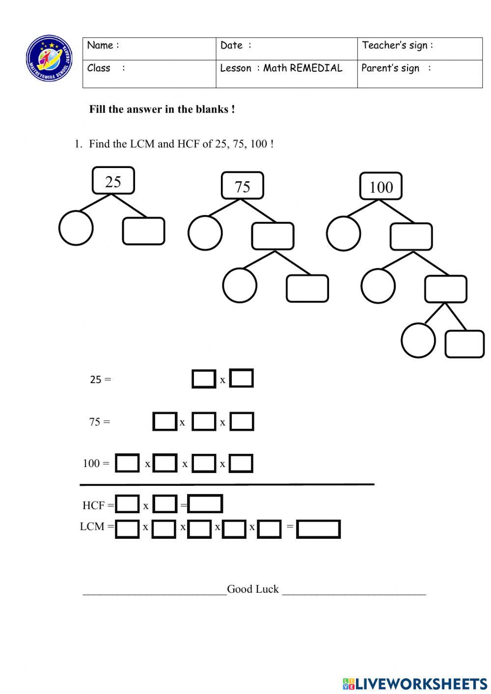 Remedial online activity | Live Worksheets