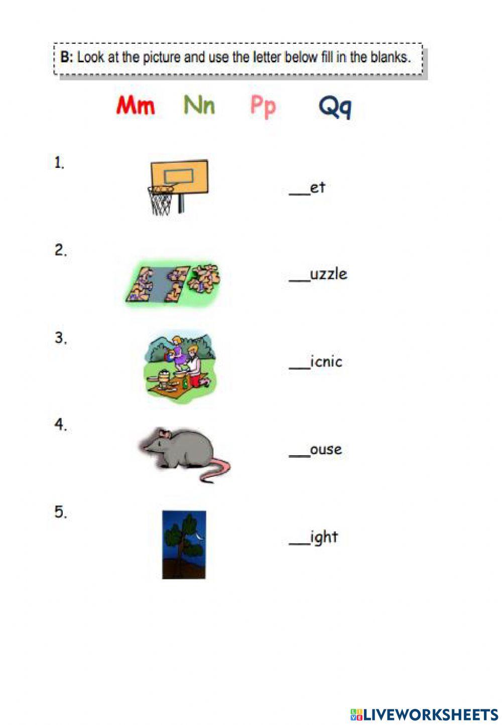 Phonics online exercise for 5 Live Worksheets