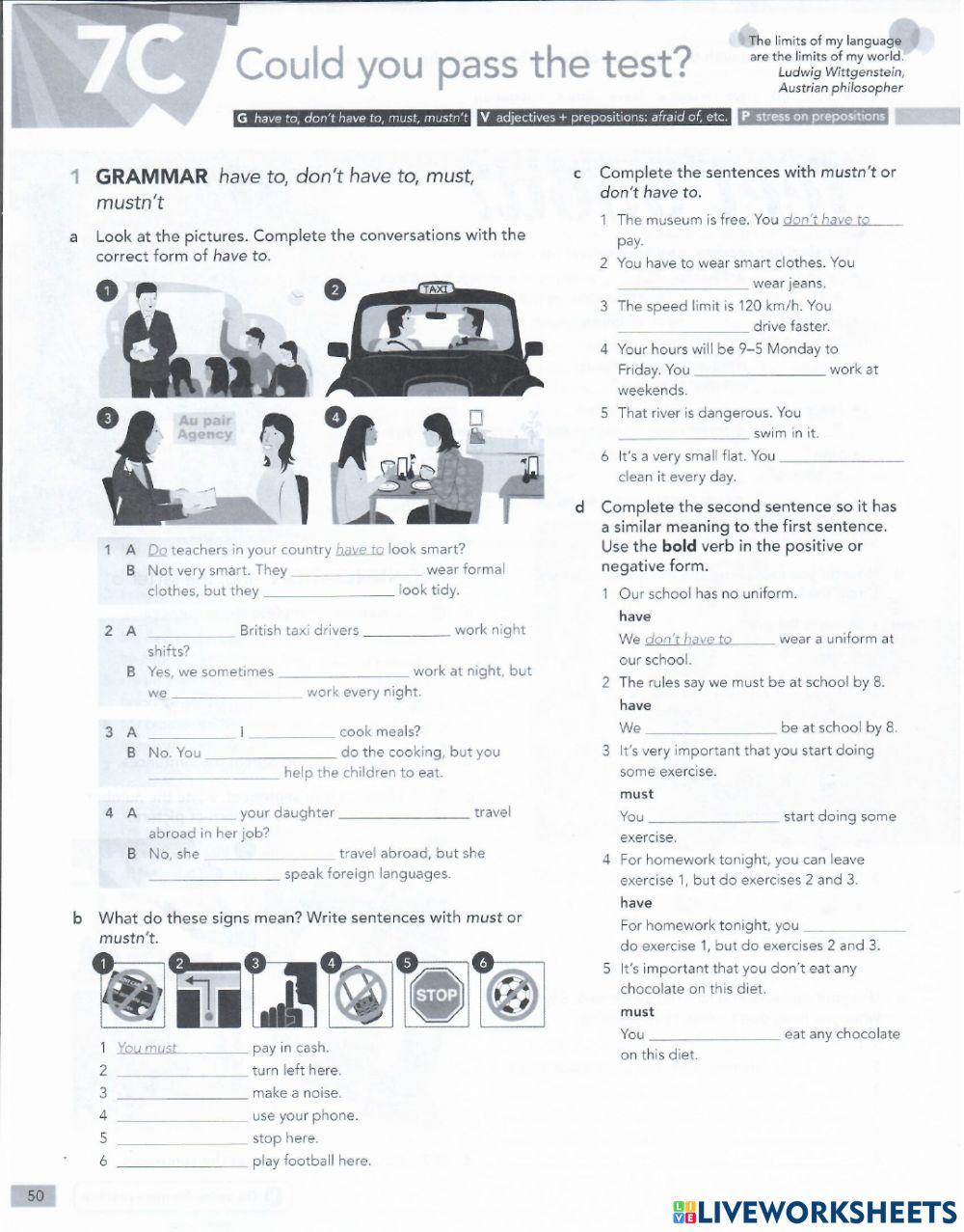 Unit 7C- Could you pass the test? - Workbook