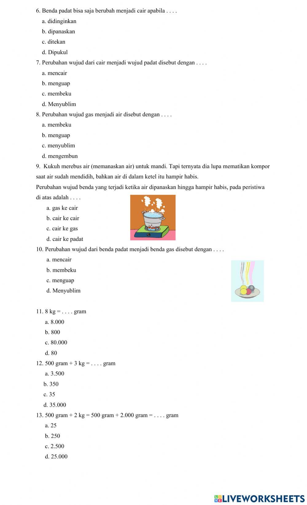 Latihan Tema 3 Benda di sekitarku