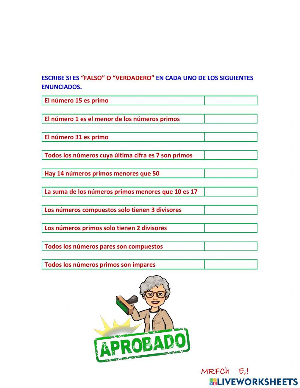 Clasificación de los números según sus divisores