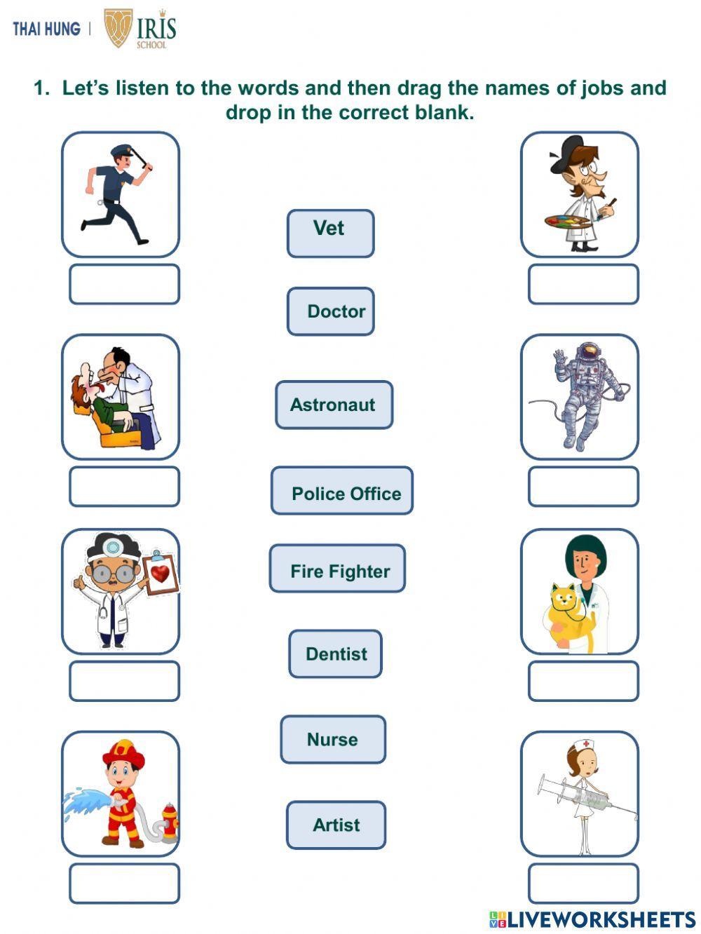 Sunny-Worksheet about Jobs for Kids 2