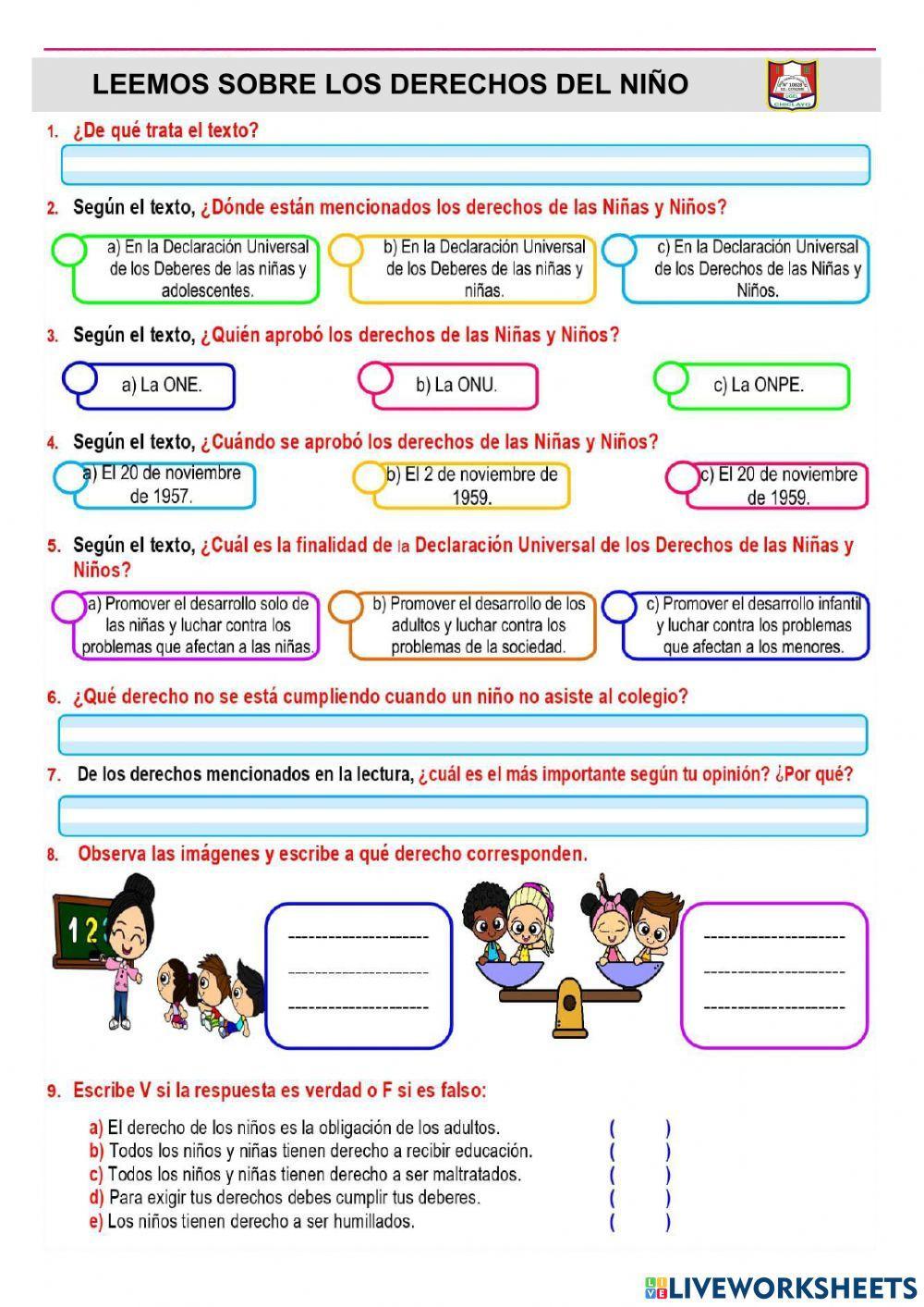 Leemos sobre los derechos del niño
