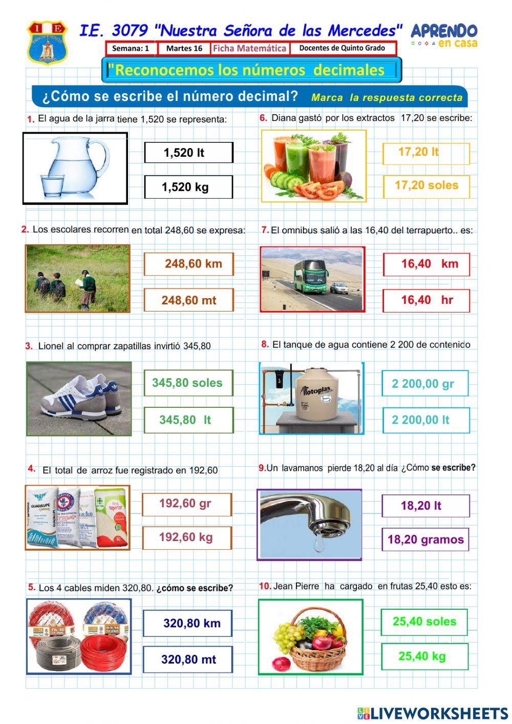 Razonamos con decimales