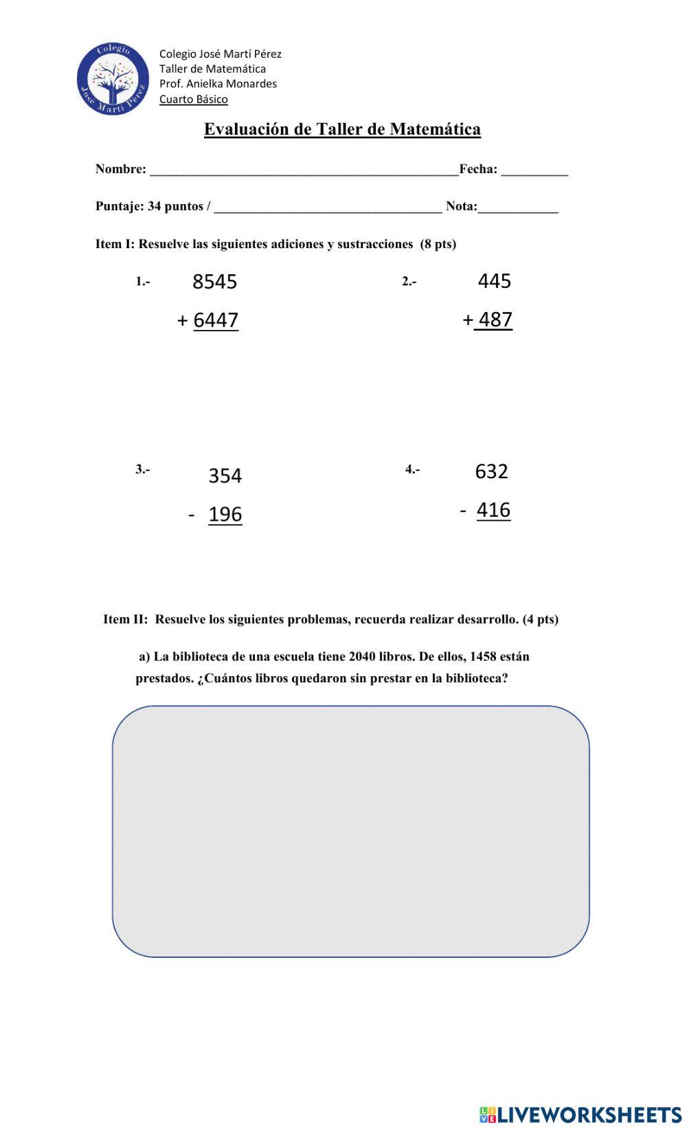 Evaluacion matematicas