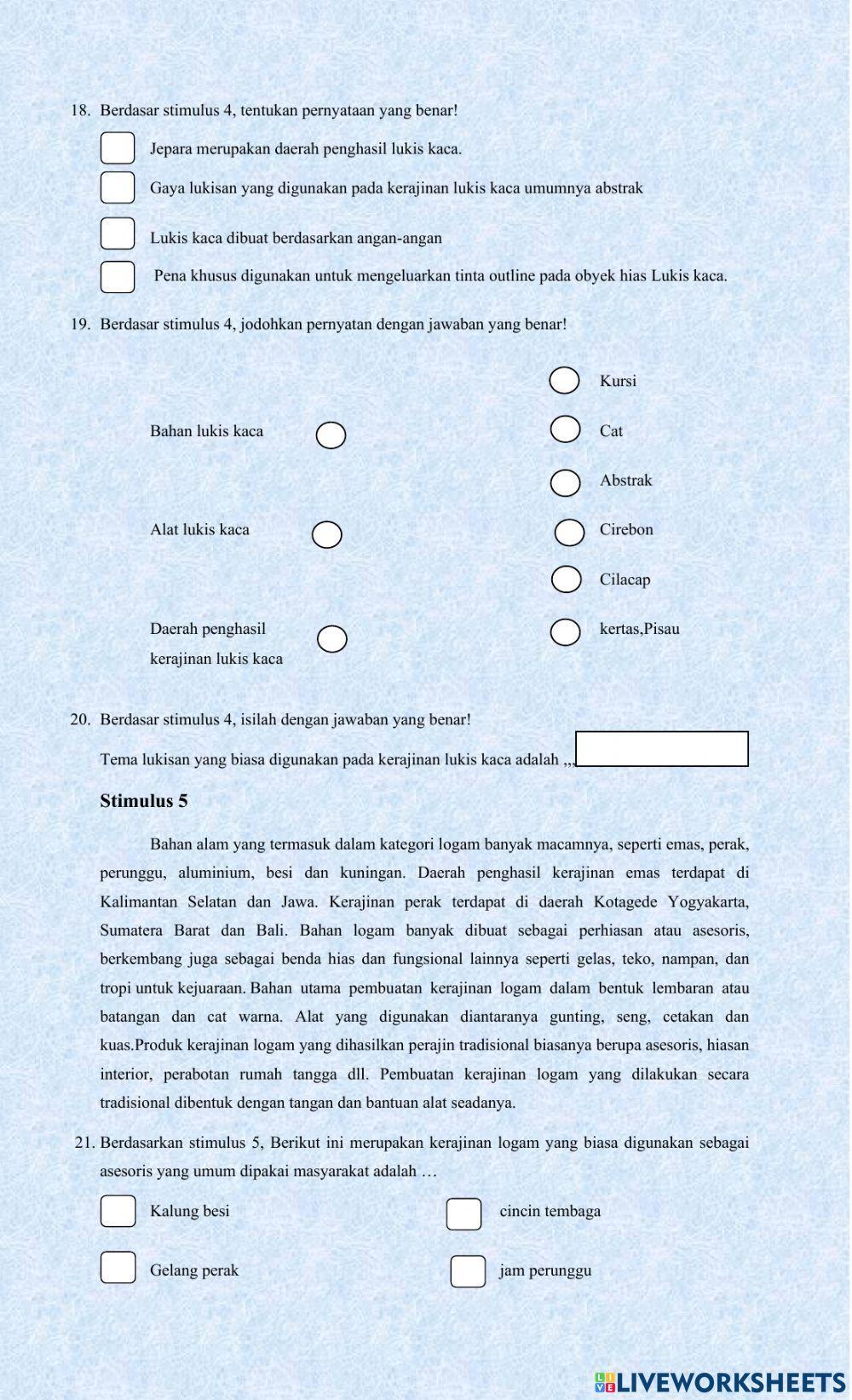Penilaian Akhir Semester 1 Mapel Prakarya Kelas 9 tahun 21-22