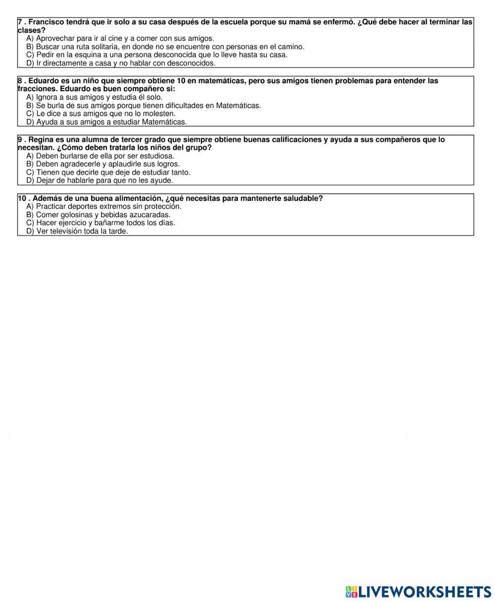 Examen Formación Cívica Y Ética