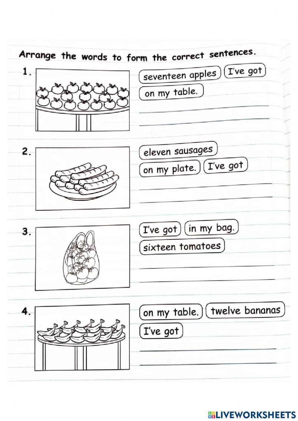 English year 1 online exercise for live worksheets