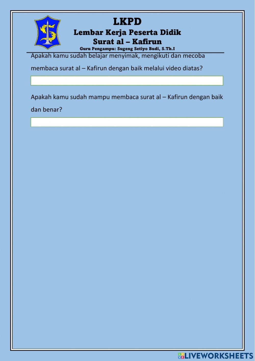 Contoh e-LKPD Worksheet