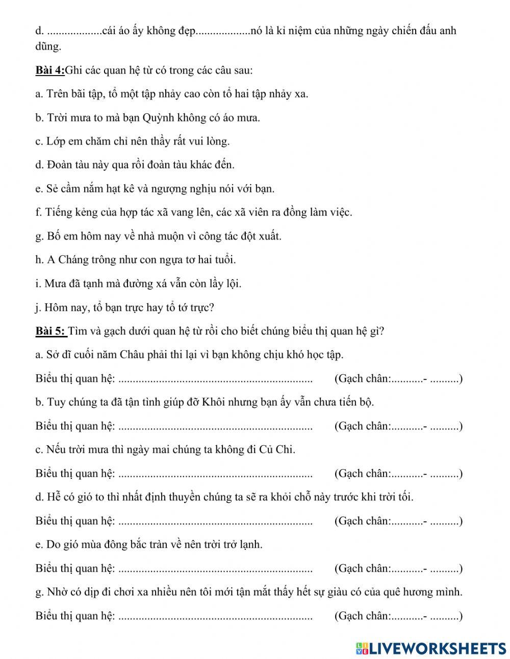 Bài tập tư vấn tuần 11 Tiếng Việt