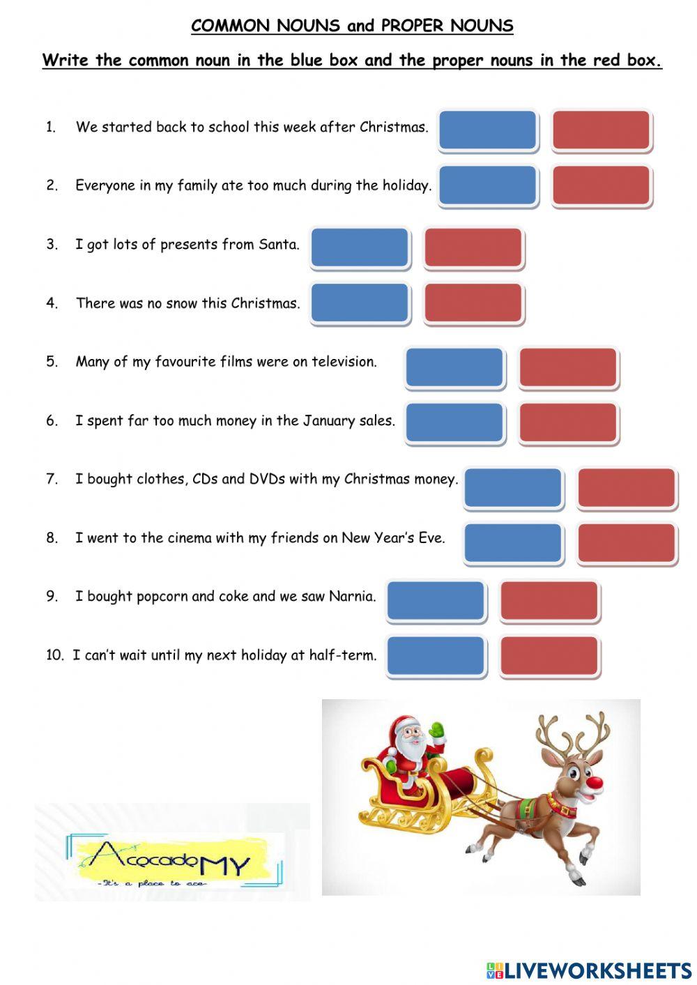 Common/ Proper nouns find and color worksheet\u0026answer key, image size:1000x1413