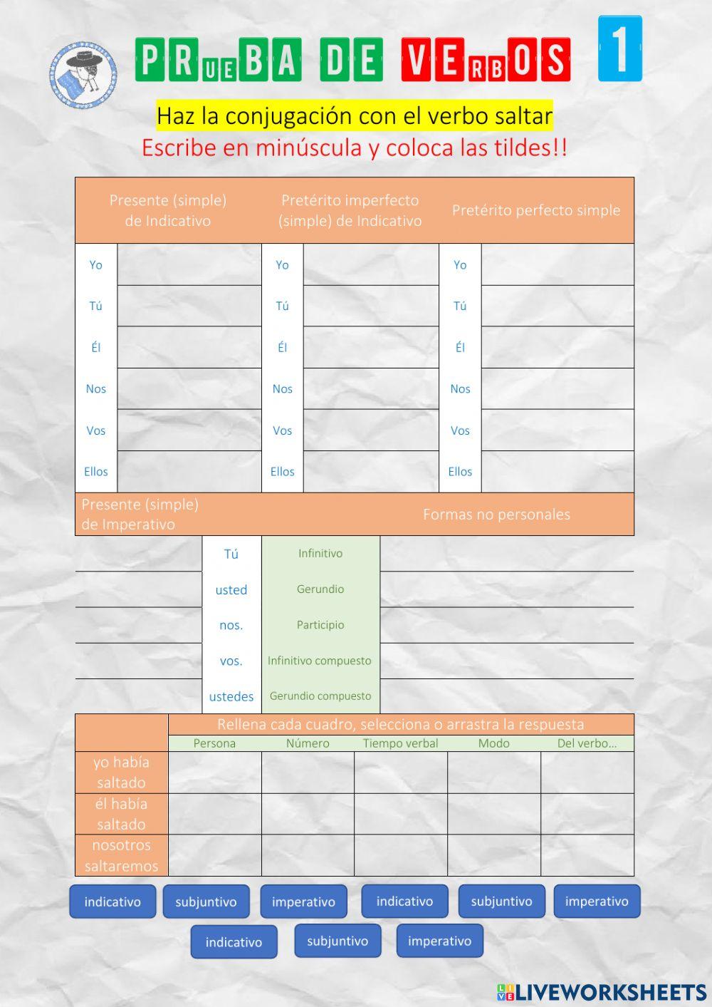 Prueba de verbos 1