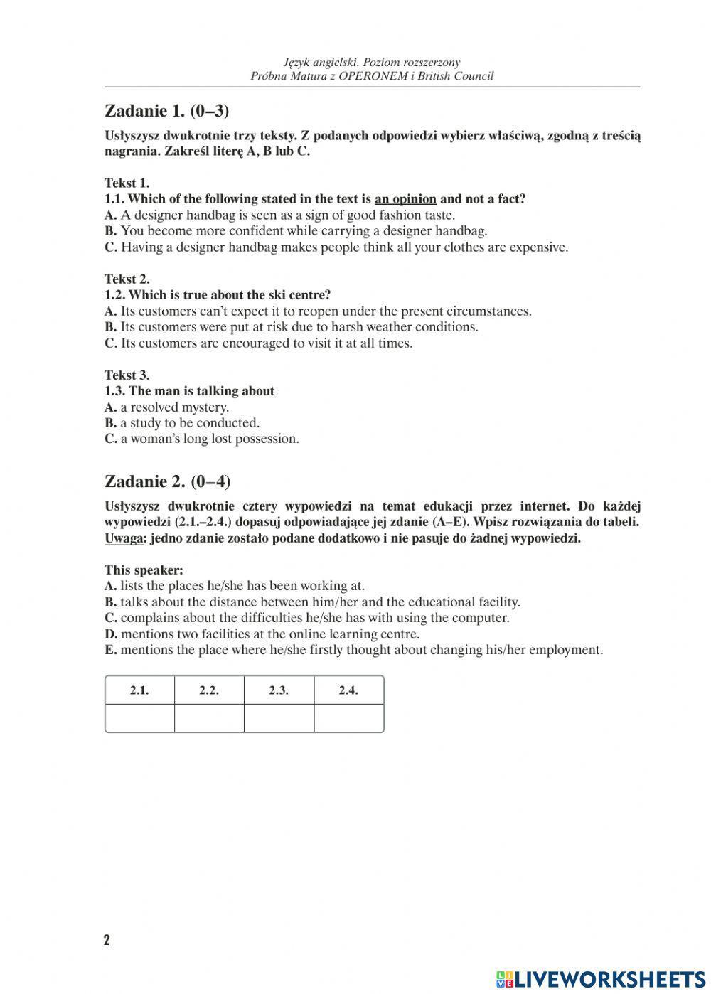Matura Próbna Operon 2019