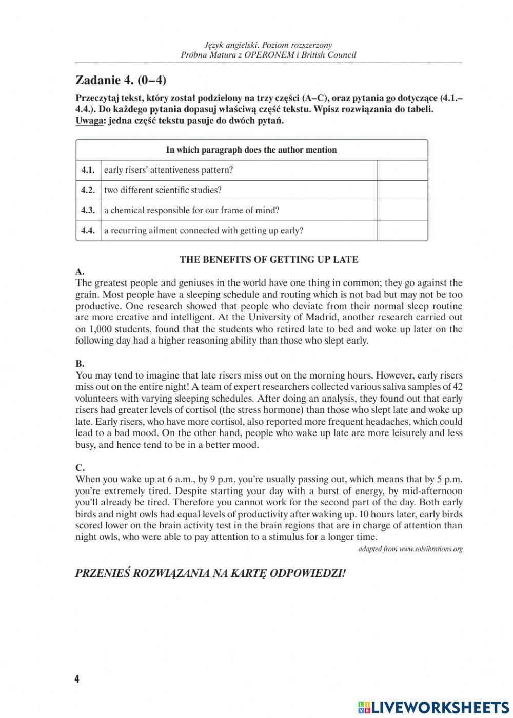 Matura Próbna Operon 2019